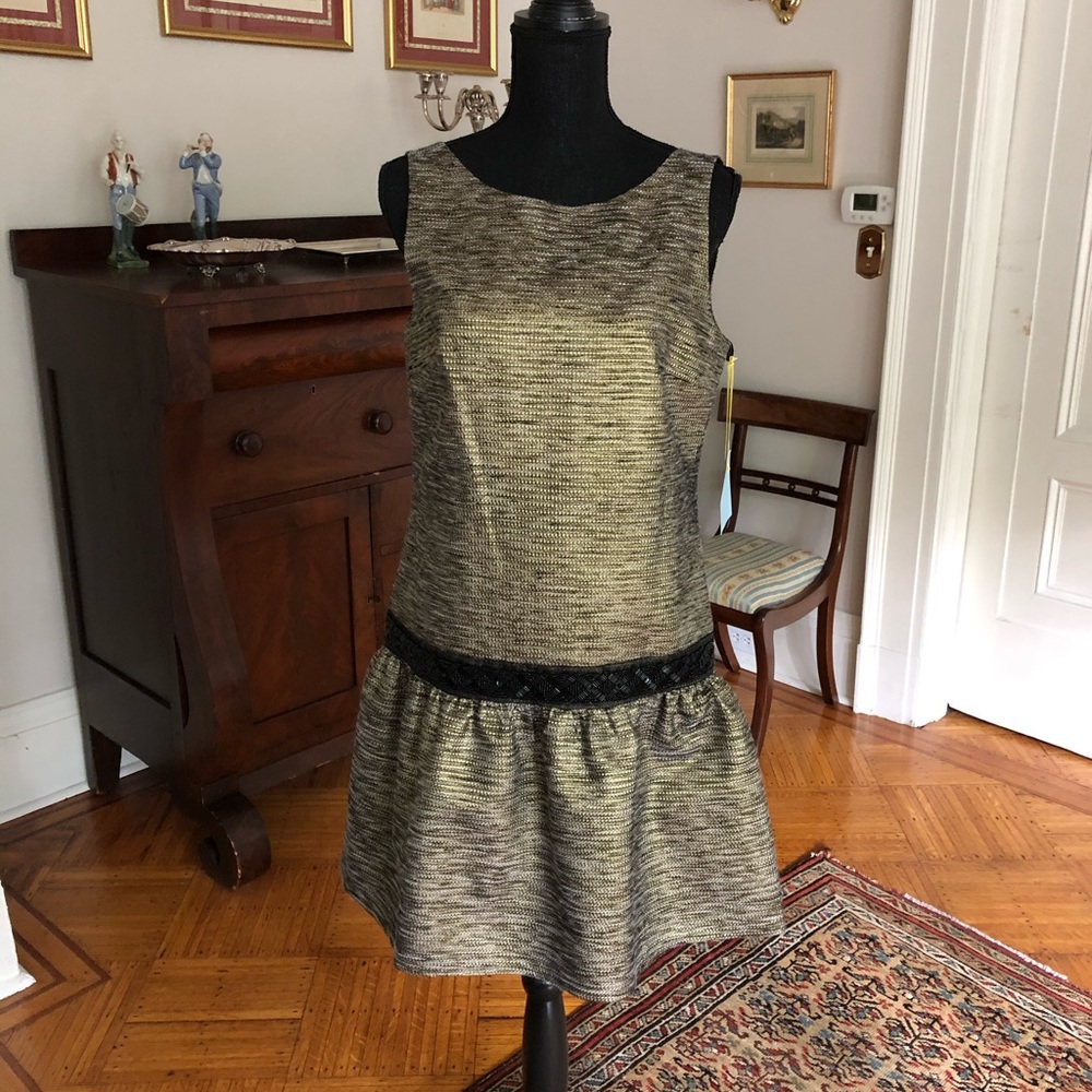 New Cece gold black beaded sleeveless dress